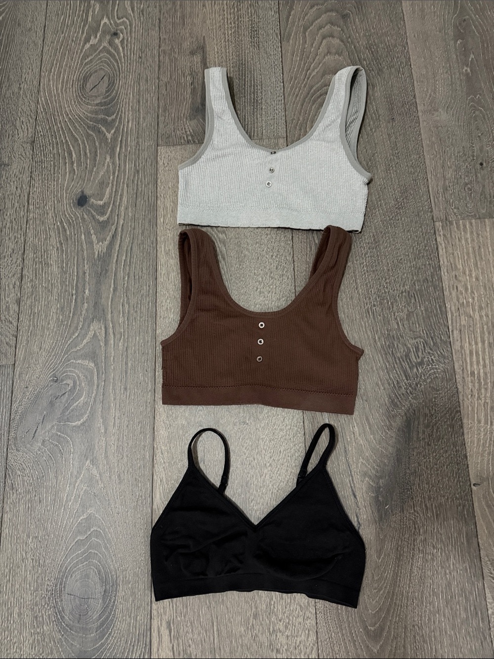Sports Bra / Bralette – Gray, Brown & Black Medium